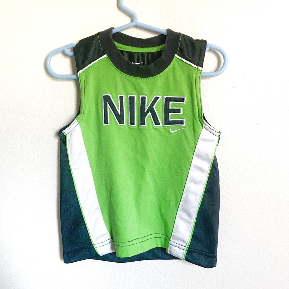 NIKE Boys Basketball Jersey Tank Top 2T Green Gray